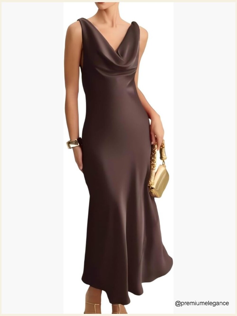 Elegant Cowl Neck Bodycon Maxi Dress Sleeveless Party - Picture 1 of 7